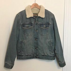Sherpa-Lined Oversized Jean Jacket Sz Small